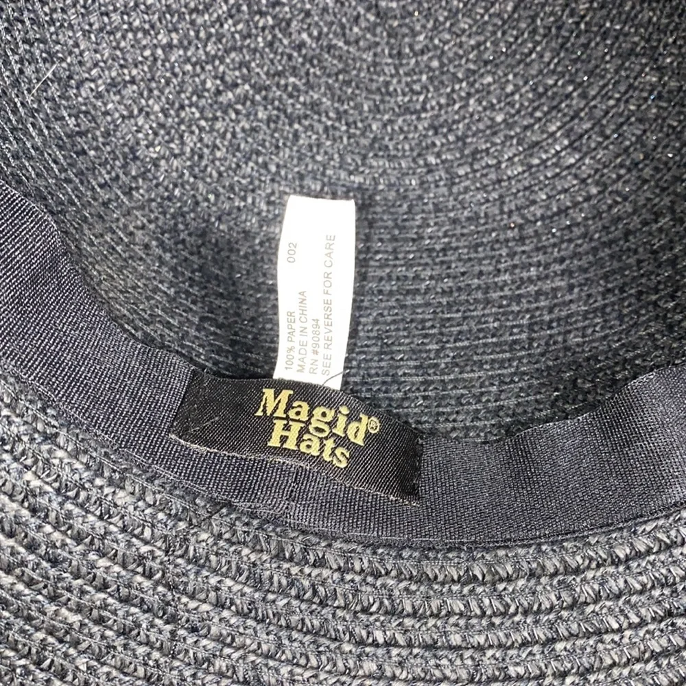 🔶Magid Hats Paper Straw Sun Hat Black & White Wide Brim Beach Resort Packable - Picture 4 of 5